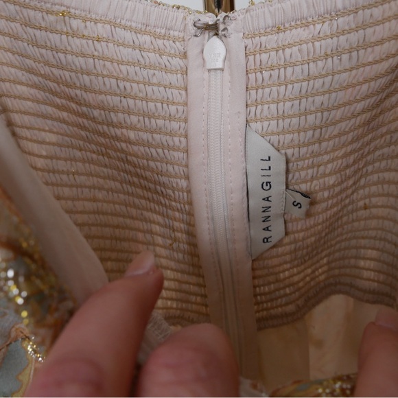 Anthropologie Ranna Gill Metallic Gold Paisley Jumpsuit Small - Picture 10 of 13